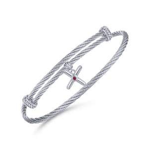 925 Silver-Stainless Steel Bangle