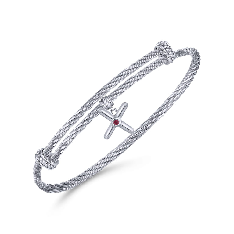 925 Silver-Stainless Steel Bangle - Shot 2