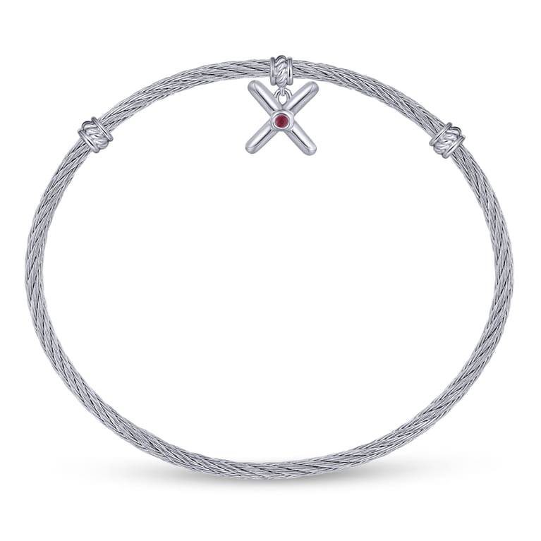 925 Silver-Stainless Steel Bangle - Shot 3