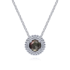 925 Sterling 925 Sterling Silver Rock Crystal and Black MOP  Necklace