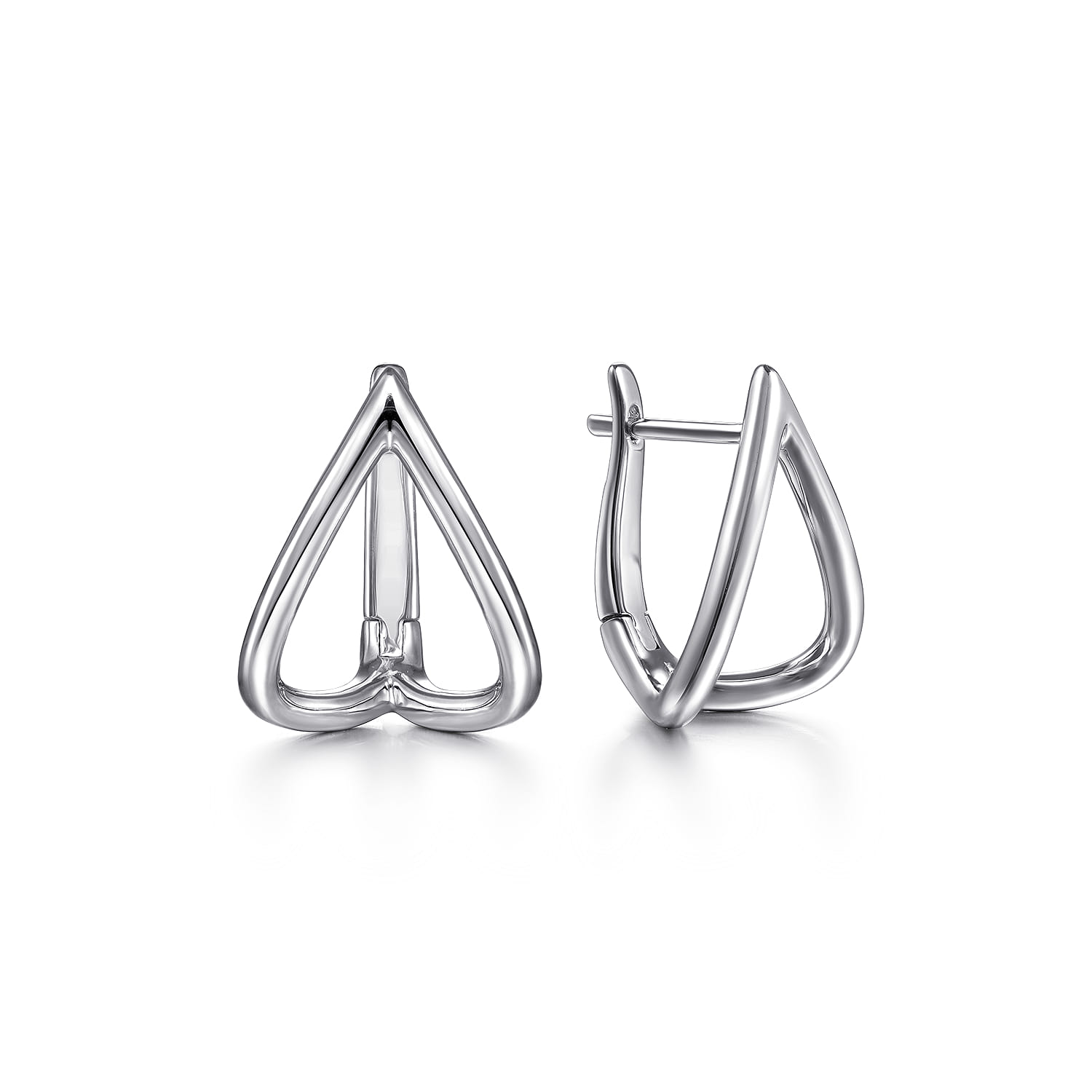 925 Sterling Silver 15mm Open Heart Huggie Earrings - Shot 1