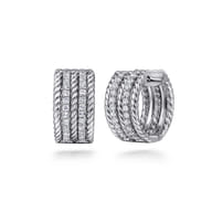 925 Sterling Silver 15mm White Sapphire Hampton Huggie Earrings