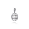 925 Sterling Silver 20mm Bujukan White Sapphire Compass  Mother of Pearl Medallion Pendant With Detachable Bail