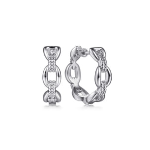 925 Sterling Silver 20mm Oval Link Classic Hoop Earrings
