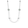925 Sterling Silver 24 inch Bezel Green Amethyst and Round Hollow Silver Disk Station Necklace