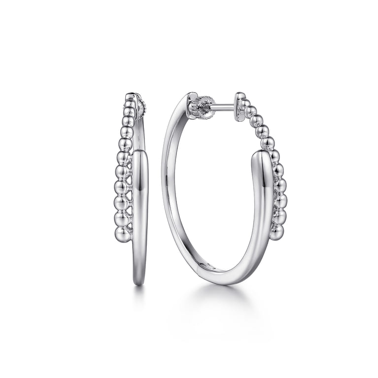 925 Sterling Silver 30mm Bujukan Bypass Classic Hoop Earrings - Shot 1