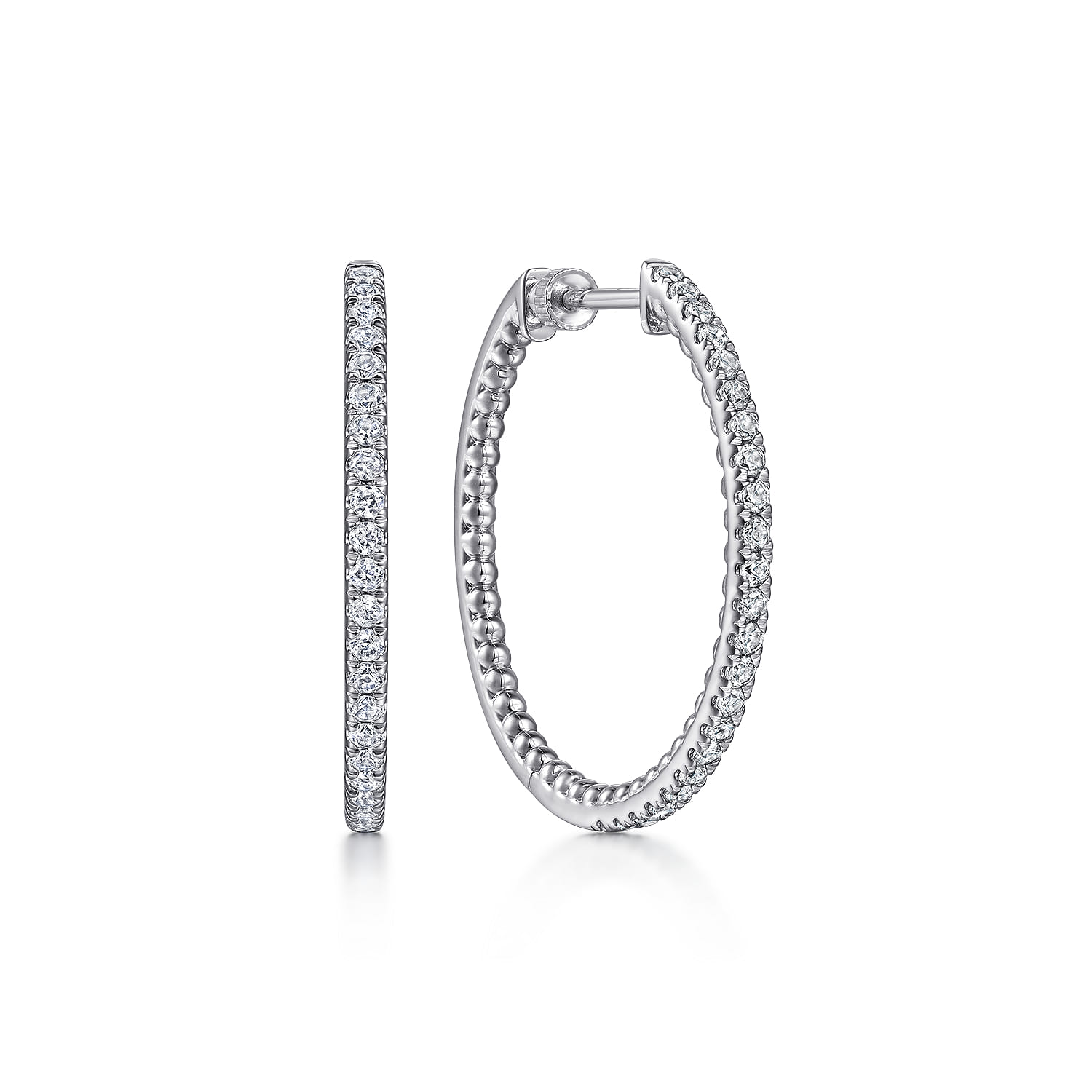 925 Sterling Silver 30mm White Sapphire Bujukan Classic Hoop Earrings