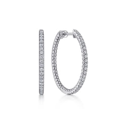925 Sterling Silver 30mm White Sapphire Bujukan Classic Hoop Earrings