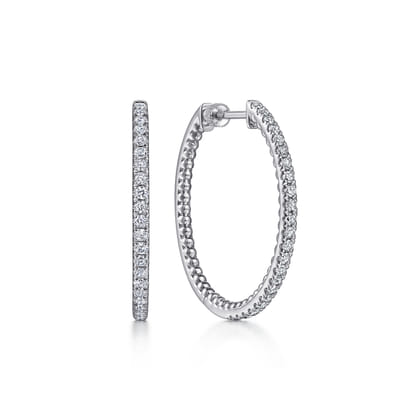 925 Sterling Silver 30mm White Sapphire Bujukan Classic Hoop Earrings