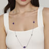 925 Sterling Silver 32 inch Bezel Oval Amethyst and Bujukan Beads Station Necklace