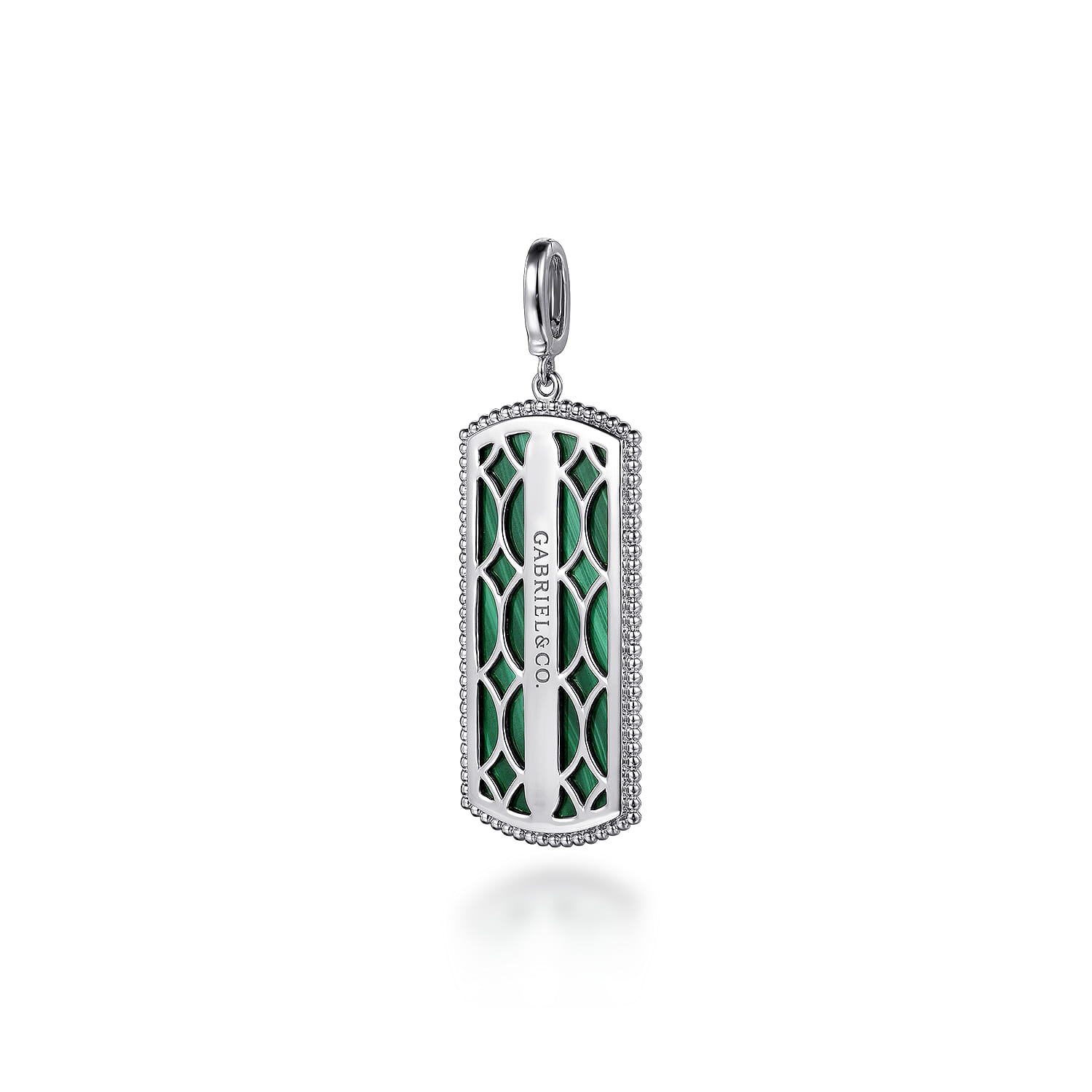 925 Sterling Silver 35mm Bujukan Dog Tag With Detachable Bail With Malachite - Shot 2