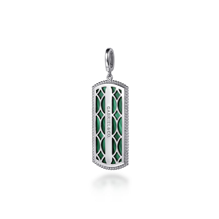 925 Sterling Silver 35mm Bujukan Dog Tag With Detachable Bail With Malachite - Shot 2