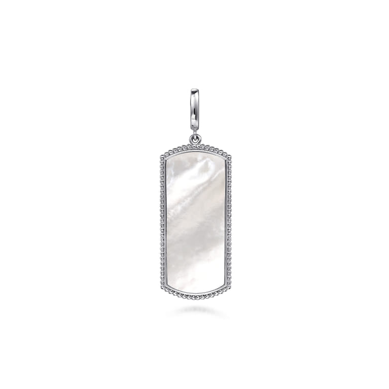 925 Sterling Silver 35mm Bujukan Dog Tag With Detachable Bail With Mother Of Pearl - Shot 1