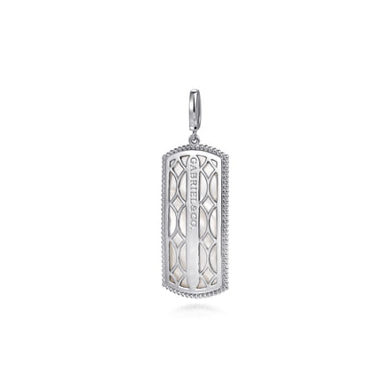 925 Sterling Silver 35mm Bujukan Dog Tag With Detachable Bail With Mother Of Pearl