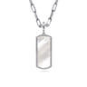 925 Sterling Silver 35mm Bujukan Dog Tag With Detachable Bail With Mother Of Pearl