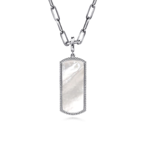 925 Sterling Silver 35mm Bujukan Dog Tag With Mother Of Pearl - Shot 3