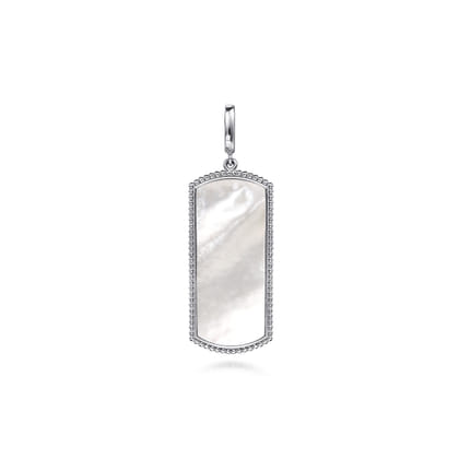 925 Sterling Silver 35mm Bujukan Dog Tag with Detachable Bail with Mother Of Pearl