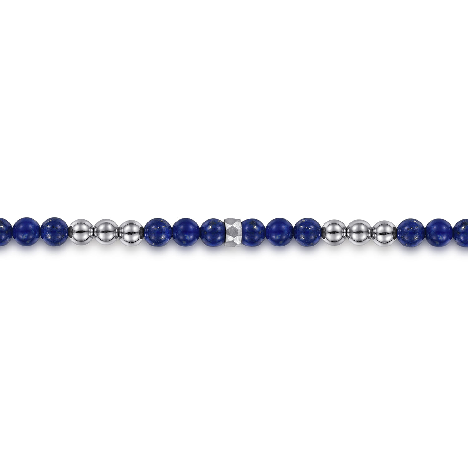 925 Sterling Silver 4mm Lapis Beaded and 4mm Silver Ball Bracelet - Shot 2