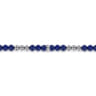 925 Sterling Silver 4mm Lapis Beaded and 4mm Silver Ball Bracelet