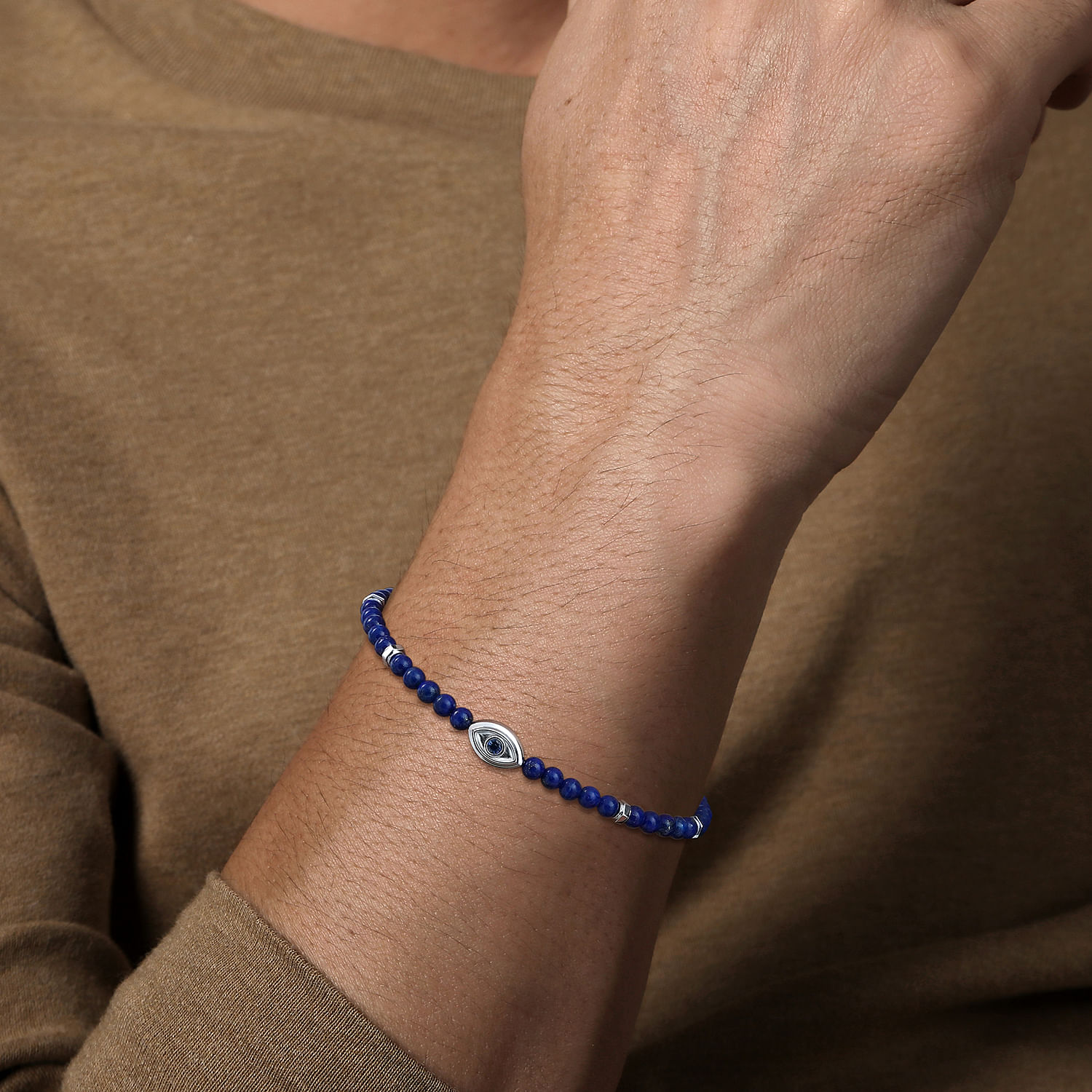 925-Sterling-Silver-4mm-Lapis-and-Sapphire-Beaded-Bracelet-with-Evil-eye3