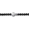 925 Sterling Silver 4mm Onyx Beads Bracelet with Cross