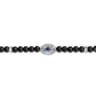 925 Sterling Silver 4mm Onyx and Sapphire Beaded Bracelet with Evil eye