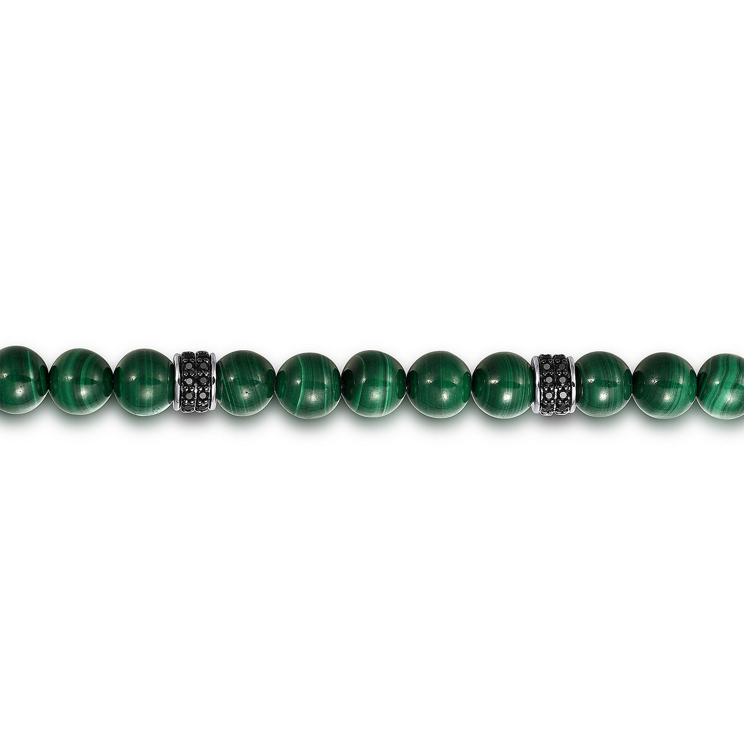 ★クォーツwithツァボライト 9ミリ珠ビーズ⑥(珍品！SA) 925 Sterling Silver 6mm Black Spinel and Malachite Beaded