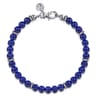 925 Sterling Silver 6mm Lapis Beaded Bracelet
