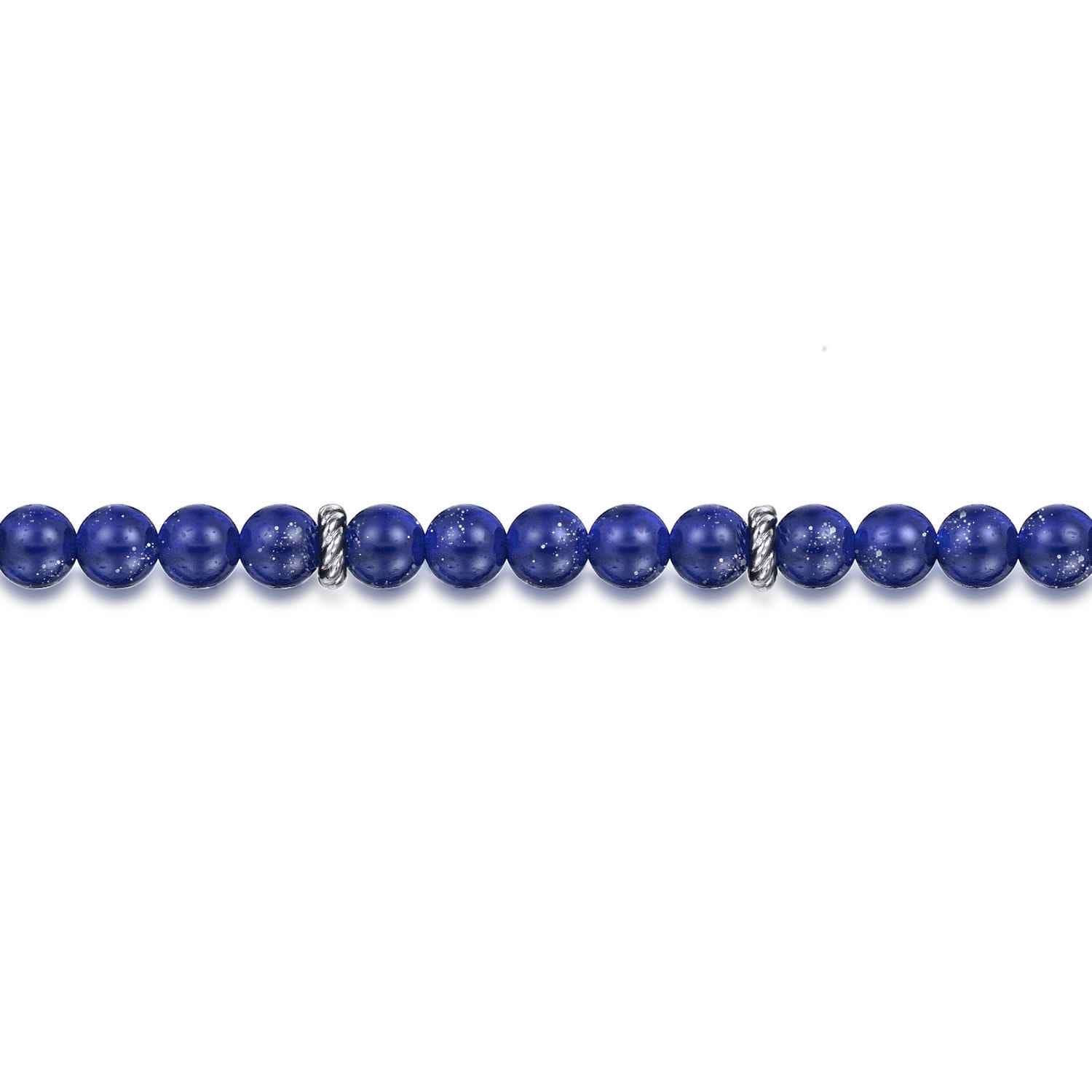 925 Sterling Silver 6mm Lapis Beaded Bracelet - Shot 2