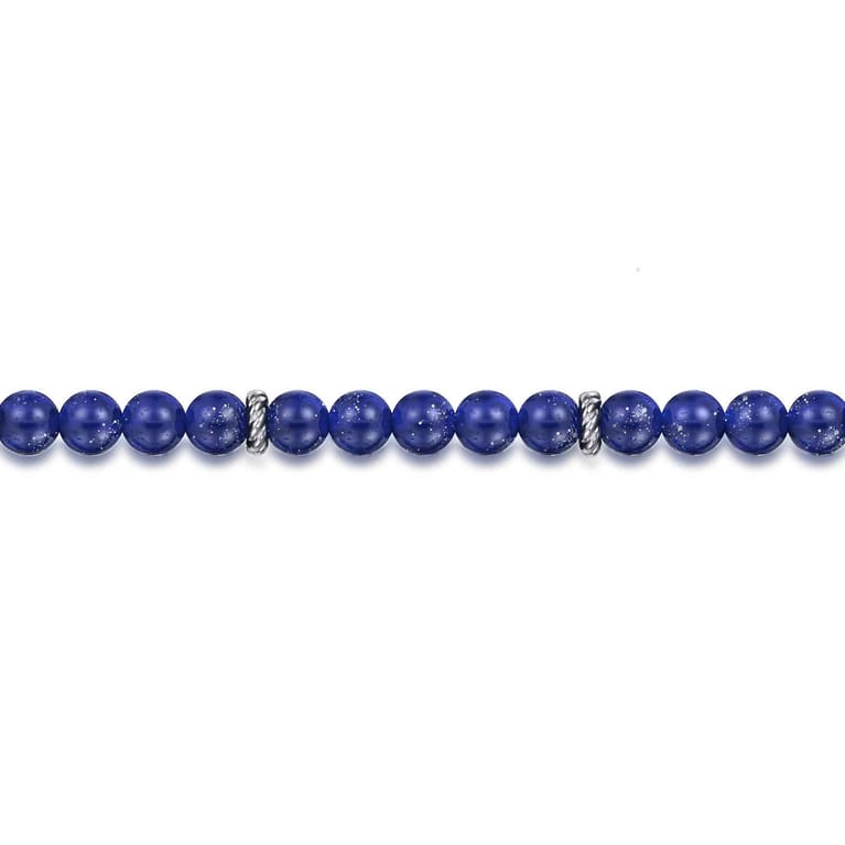 925 Sterling Silver 6mm Lapis Beaded Bracelet - Shot 2