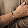 925 Sterling Silver 6mm Matte Onyx Beaded Bracelet with Square Cross