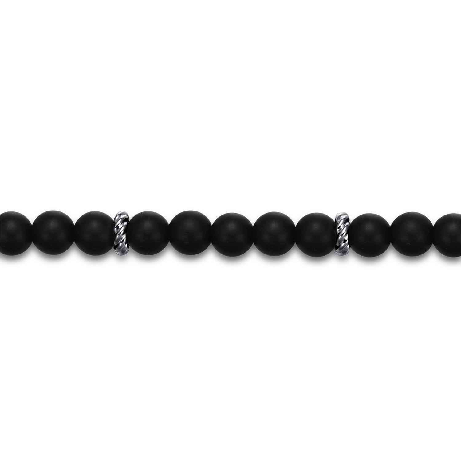 925 Sterling Silver 6mm Matte Onyx Beaded Bracelet - Shot 2