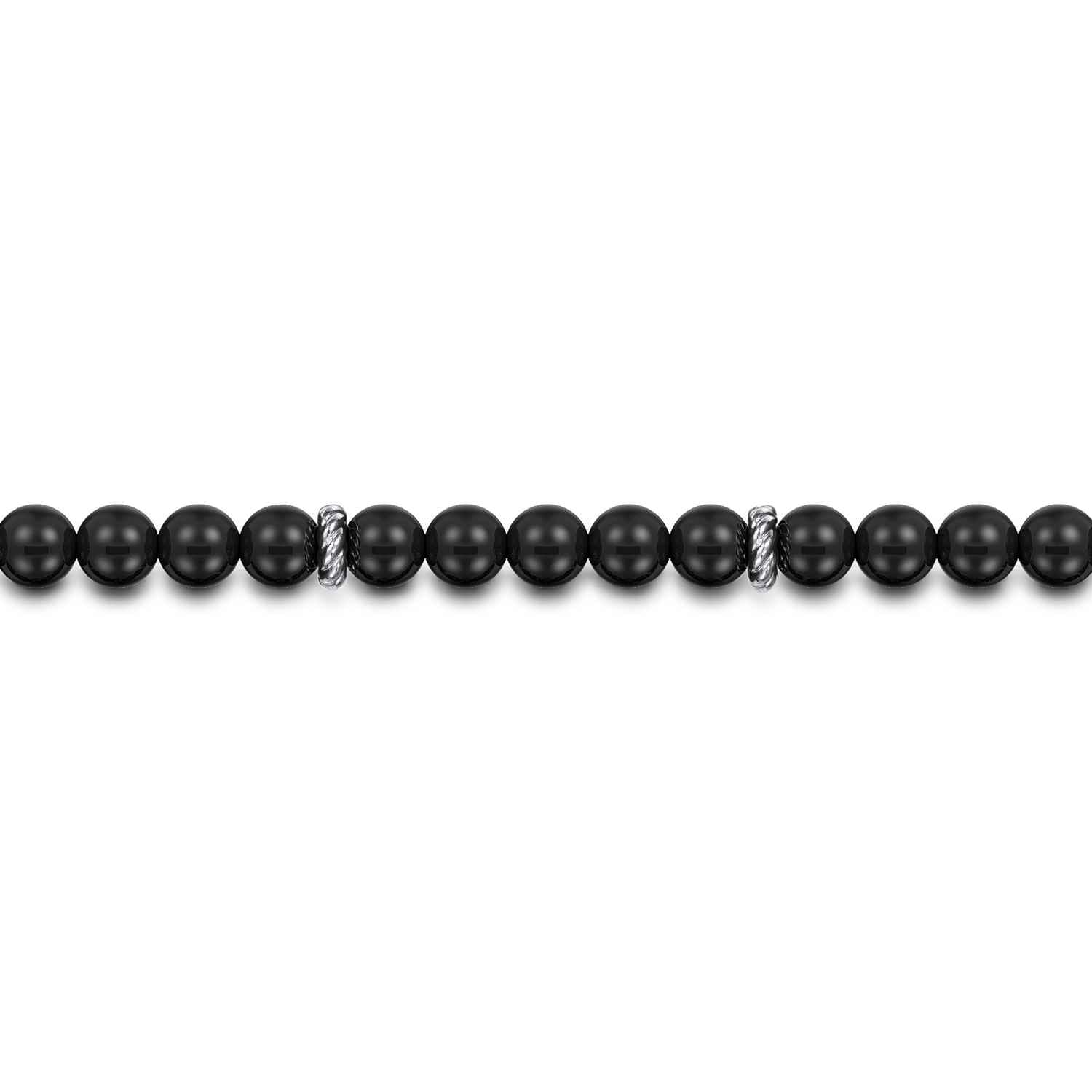 925 Sterling Silver 6mm Onyx Beaded Bracelet - Shot 2
