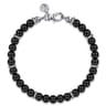 925 Sterling Silver 6mm Onyx Beaded Bracelet