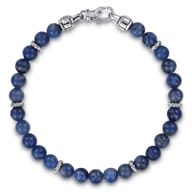 925 Sterling Silver 6mm Sodalite Beaded Bracelet