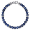 925 Sterling Silver 6mm Sodalite Beaded Bracelet