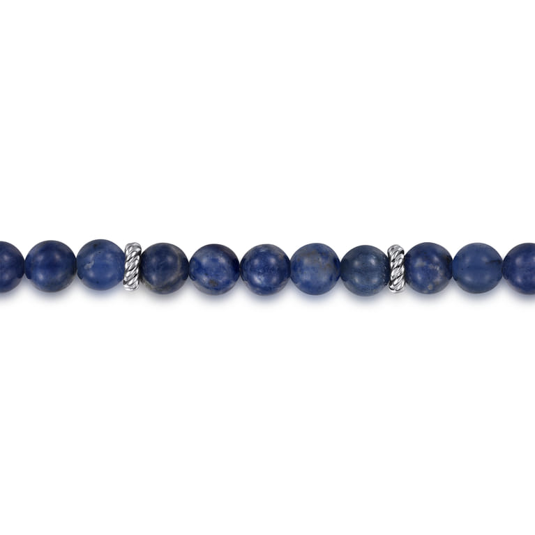 925 Sterling Silver 6mm Sodalite Beaded Bracelet - Shot 2