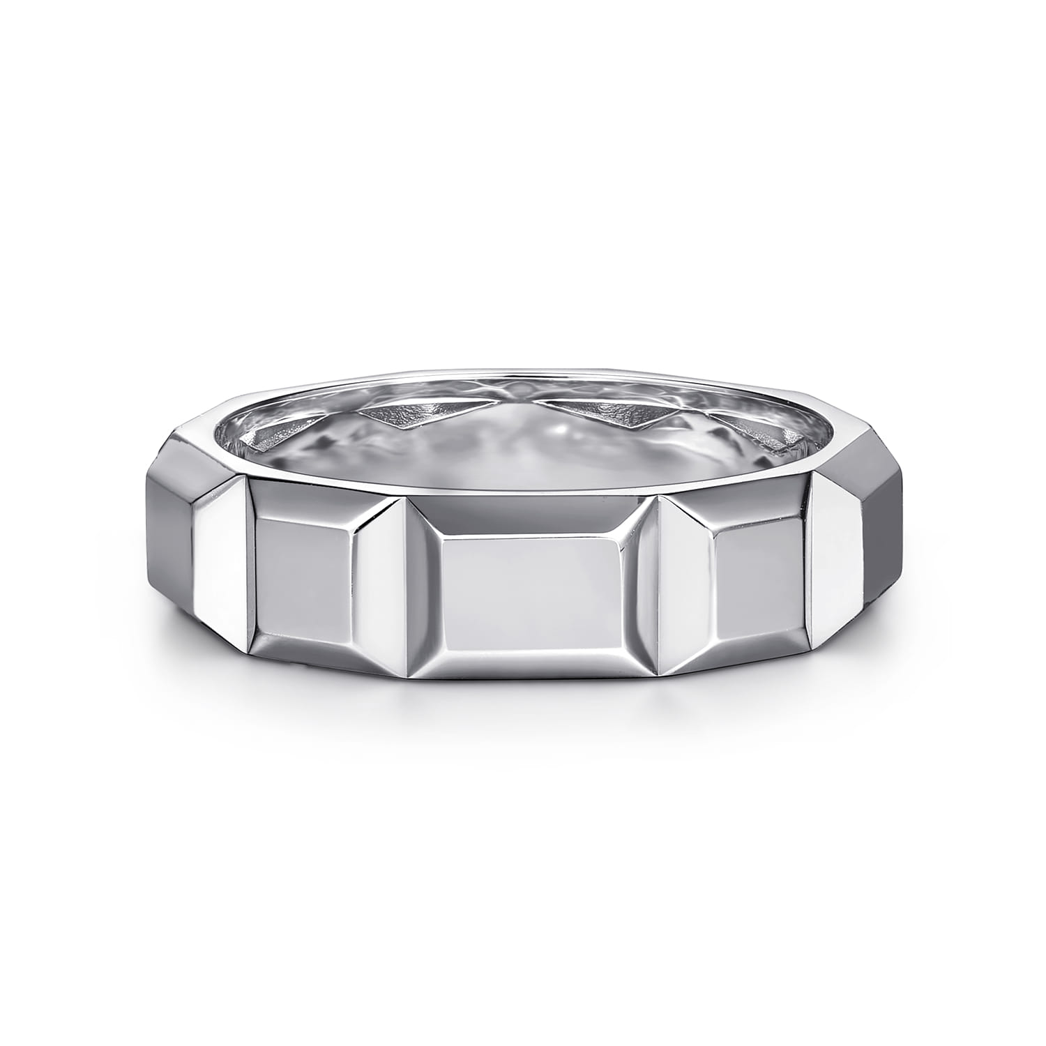 925 Sterling Silver 6mm Square Mens Ring in High Polished Finish - Shot 1