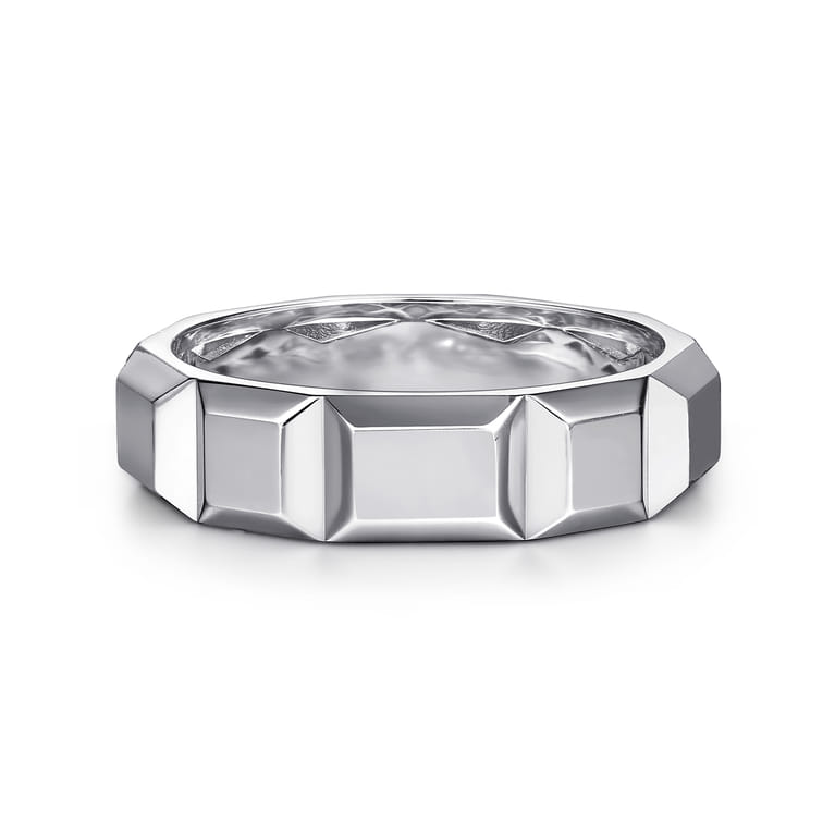 925 Sterling Silver 6mm Square Mens Ring in High Polished Finish - Shot 1