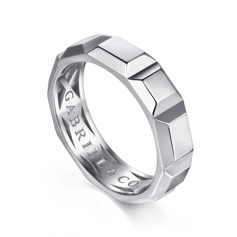925 Sterling Silver 6mm Square Mens Ring in High Polished Finish - Shot 3