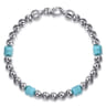 925 Sterling Silver 6mm ball and Turquoise Cylinder Beaded Bracelet