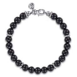 925 Sterling Silver 8mm Black Onyx Bracelet