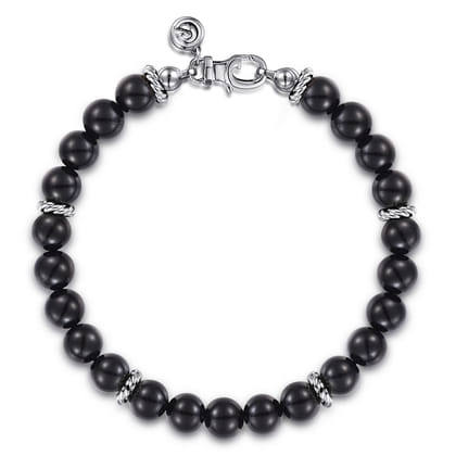 925 Sterling Silver 8mm Black Onyx Bracelet