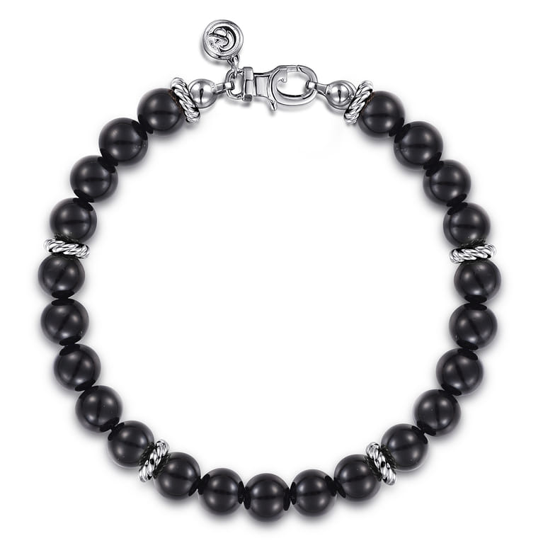 925 Sterling Silver 8mm Black Onyx Bracelet - Shot 1