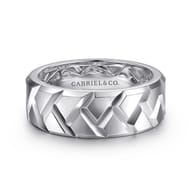 925 Sterling Silver 8mm Herringbone Mens Ring in High Polish