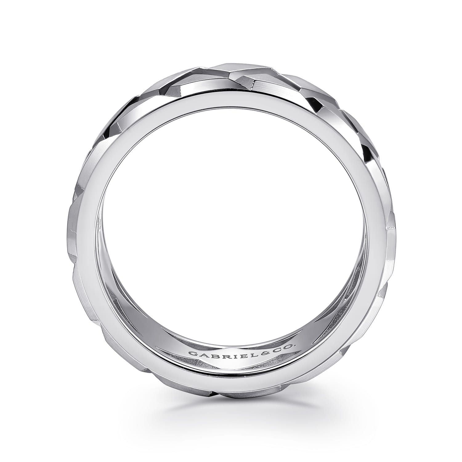 925 Sterling Silver 8mm Herringbone Mens Ring in High Polish - Shot 2