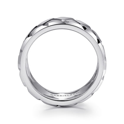 925 Sterling Silver 8mm Herringbone Mens Ring in High Polish