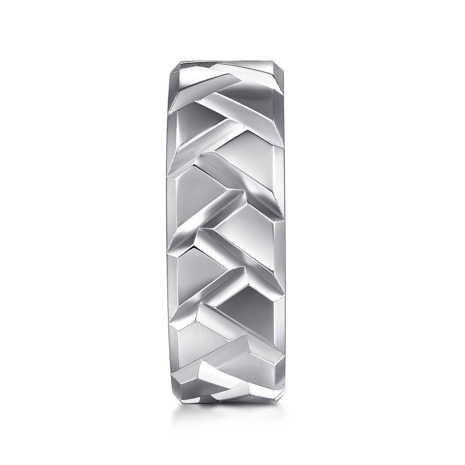 925 Sterling Silver 8mm Herringbone Mens Ring in High Polish - Shot 4