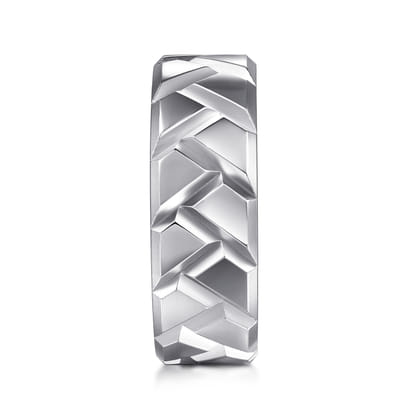 925 Sterling Silver 8mm Herringbone Mens Ring in High Polish