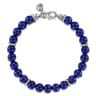925 Sterling Silver 8mm Lapis Beaded Bracelet